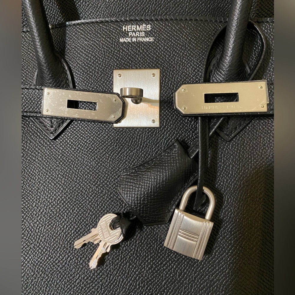 HP🎉RARE HERMÈS BIRKIN BRUSHED PALLADIUM HW EPSOM BLACK LEATHER 35 cm - Picture 13 of 16